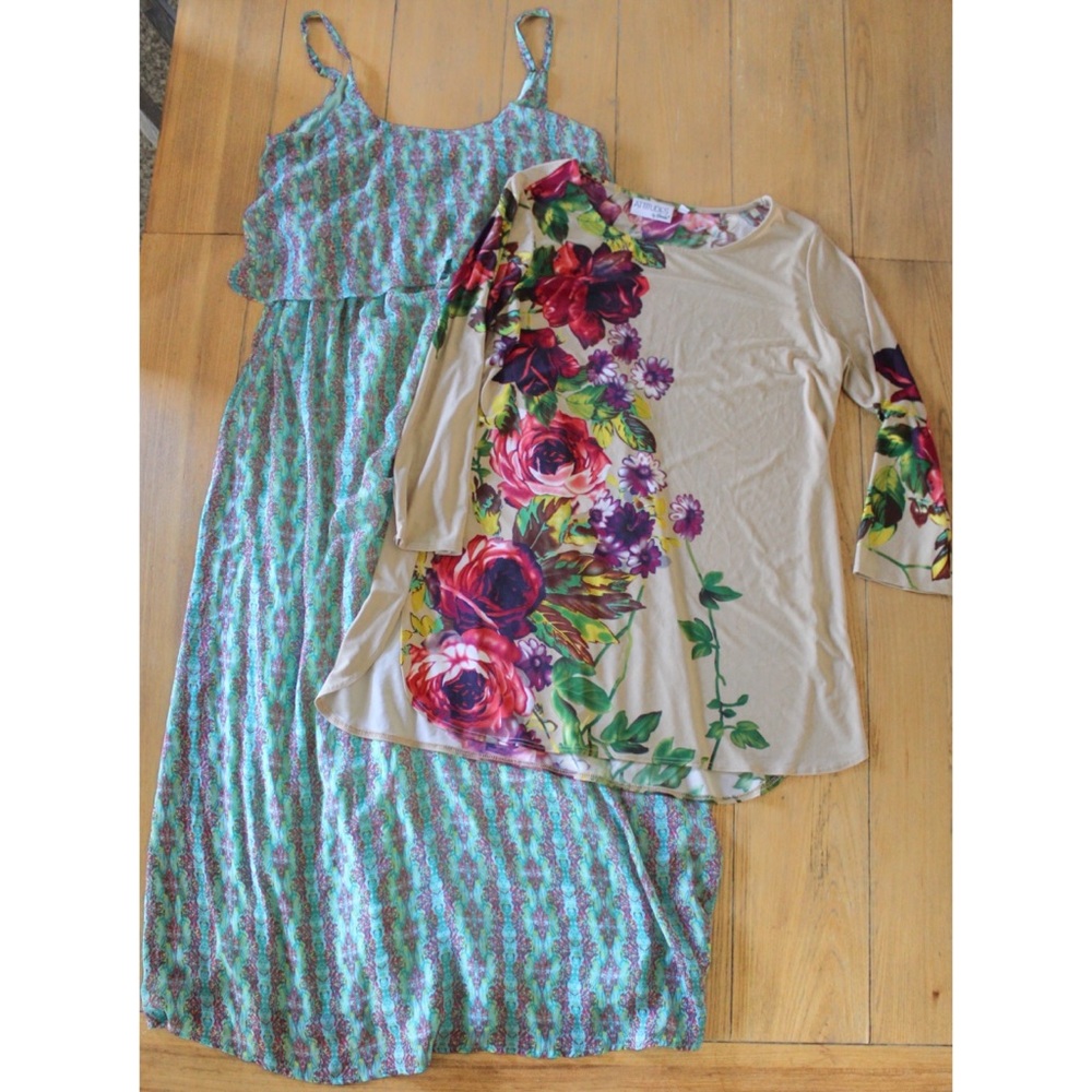 Women’s (2) Piece Bundle Maxi Dress and Tunic/ Mini Dress Medium Preowned